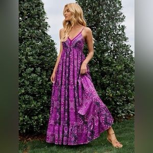 Emery Rose floral ruffle maxi, cami dress.